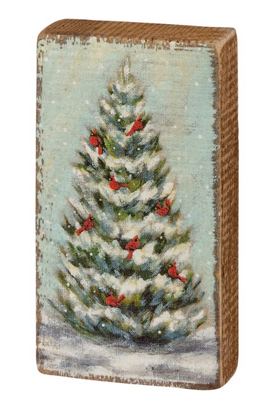 Tree w/ Cardinals Block Sign