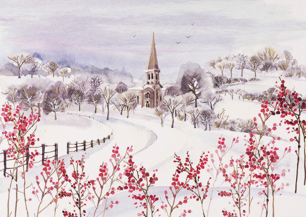Greeting Cards, Deluxe Boxed - Country Church in Winter