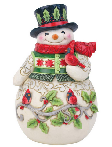 Jim Shore - Snowman with Cardinal Scene Figurine