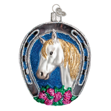 Winner (Horse in Horseshoe) Ornament white Old World Christmas at its-ornamental.com