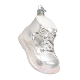 Baby Shoe Ornament white Old World Christmas on its-ornamental.com