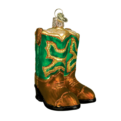Pair of Cowboy Boots Ornament green Old World Christmas on its-ornamental.com