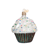Chocolate Cupcake Ornament white Old World Christmas on it-ornamental.com