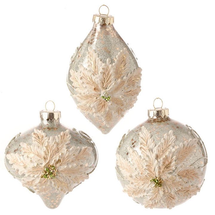 Poinsettia on Silver Ball Ornament on its-ornamental.com