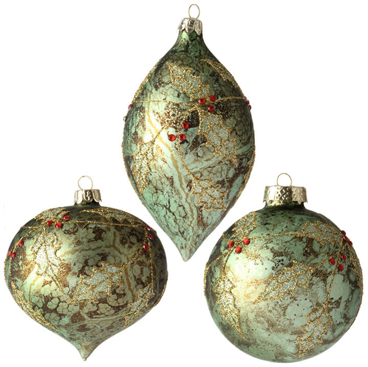 Antiqued Holly Gem Ornament on its-ornamental.com