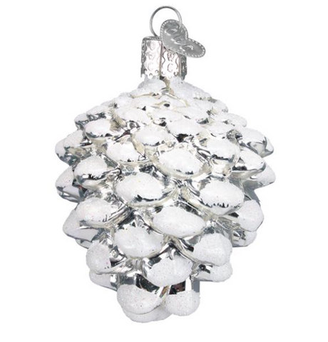 Snow-Capped Silver Snowy Cone Ornament
