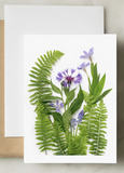 Greeting Card - Botanical, Ferns and Blue Flowers