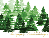 Greeting Card - Happy Holidays Green Trees