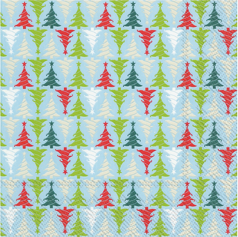 Cocktail Napkins - Christmas Trees in Line