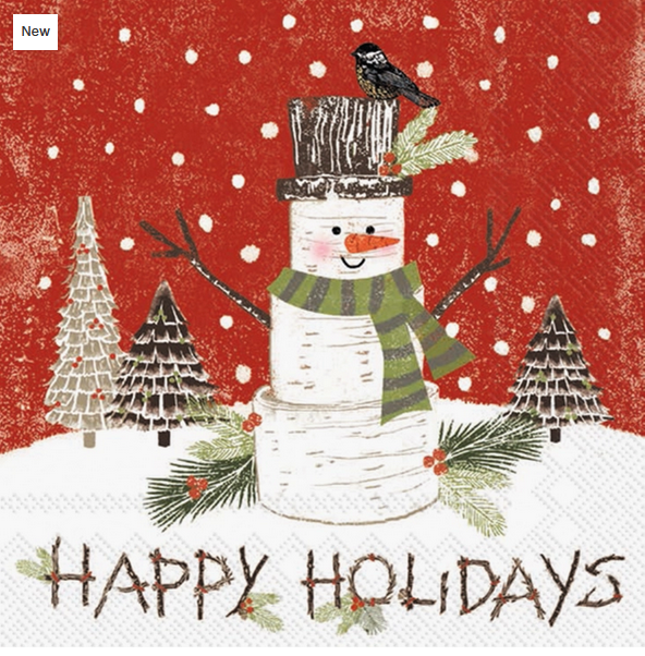 Cocktail Napkins - Snowman, Happy Holidays