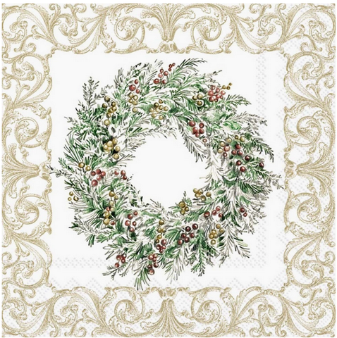 Cocktail Napkins - Wreath, Holiday Berry