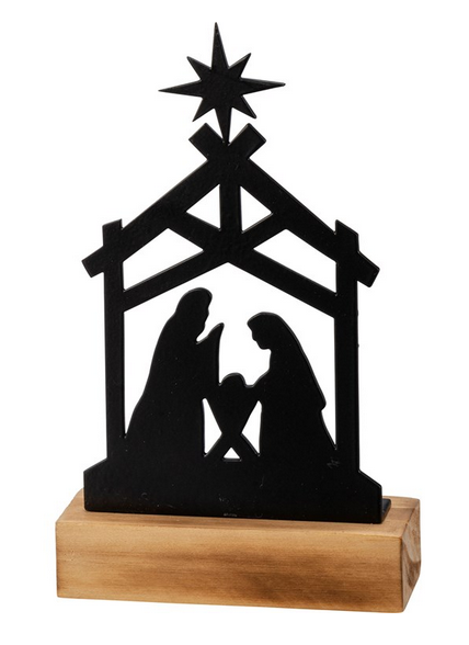 Nativity Sitter - Metal on Wood