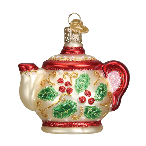 Holly Teapot Ornament Old World Christmas on its-ornamental.com