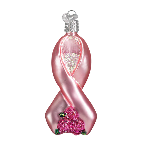 Pink Ribbon with Roses Ornament Old World Christmas on its-ornamental.com