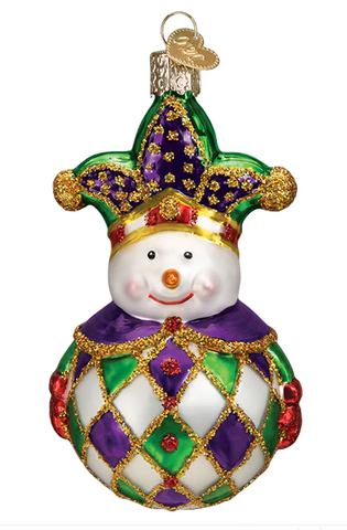Harlequin Snowman Ornament